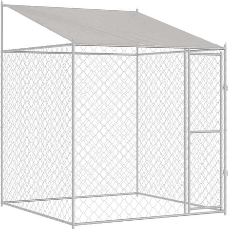Jaula para perro con techo Plateado 200 x 200 x 258 cm vidaXL