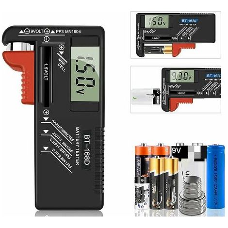 Test de Piles numérique,Test de Piles Universel,Batterie Test,pour AA, AAA, C, D, PP3, 9V, 1.5V, Piles Bouton - Fonctionne sans Pile (1/5)