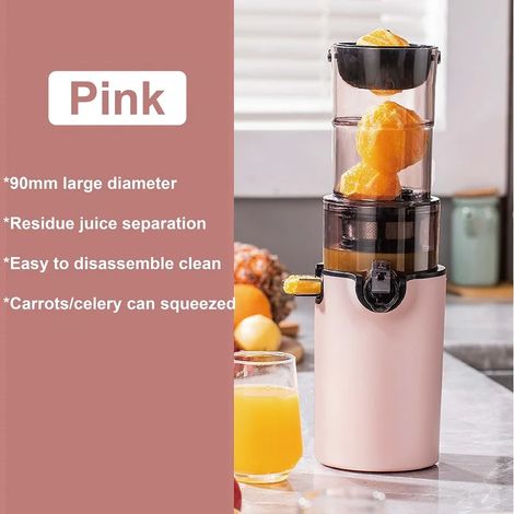 Extracteur de jus à basse vitesse (rose) 2 L, extracteur de jus spiralé multifonctionnel pour fruits et légumes. (1/5)
