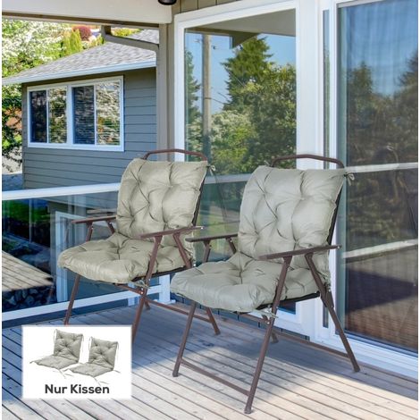 2 cojines de silla 98 x 50 x 8 cm con lazos, tela gris claro DESVIAE (1/5)