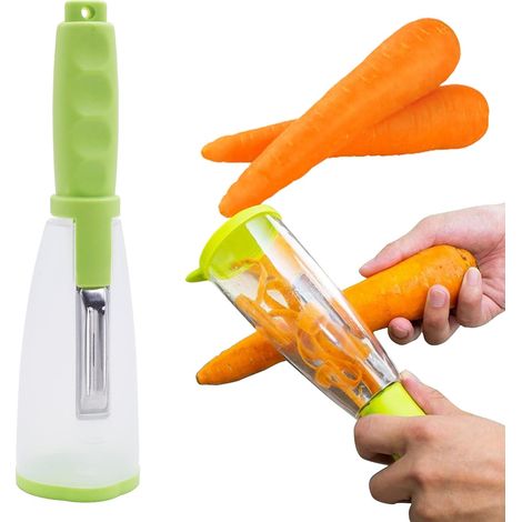 Éplucheuse Légumes avec Récipient - Éplucheuse Julienne Bistable en Acier Inoxydable - Pour Pommes de Terre Carottes Pommes - 1 Pièce (1/5)