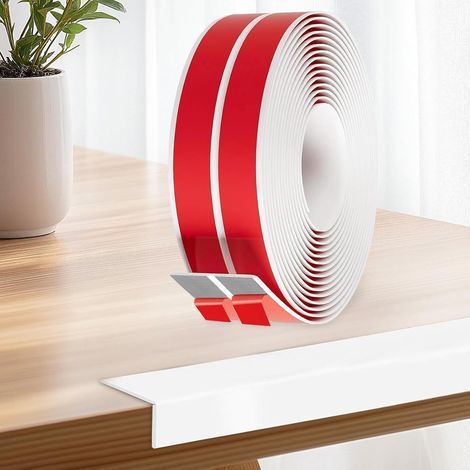 (White, 2cm x 3m) Adhesive Wall Corner Protector, TPE Corner Strips, Waterproof Thick Flexible L-Shaped Skirting Board Corner Strip for Walls, Doors, Kitchen, Windows (1/5)