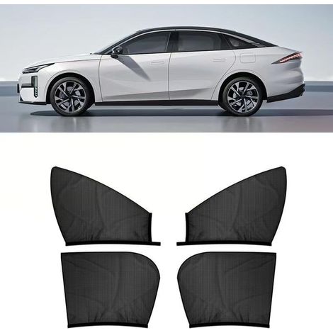 4 Pièces Moustiquaire de Voiture, Pare-Soleil Fenêtre Latérale Maille Extensible Protection UV Respirant Souple,Sedan (1/5)