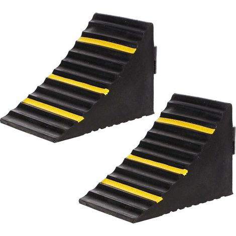 Set 2 Cunei Bloccaruote Fermaruote Gomma Dura Ferma Ruota Ruote Catarifrangenti
