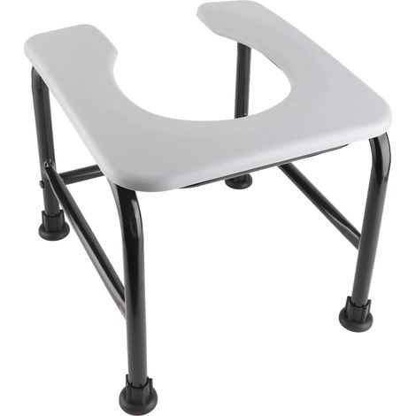 Chaise percée portable, siège de toilette, tabouret de bain gris pour femme enceinte ou âgée. (1/5)