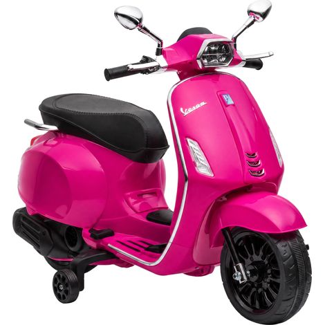 Moto Elettrica per Bambini 107x47x73 cm Licenza Vespa con Rotelle Fanale e Musica in PP e Metallo Rosa (1/5)