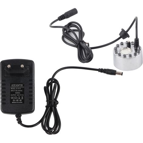 Argent Aquarium 12 LED lumière ultrasons brumisateur atomiseur fontaine d'eau étang intérieur extérieur Aquarium fournitures accessoire prise EU 110 240 V (1/5)