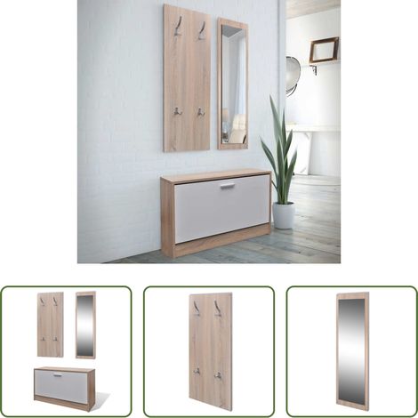 Schuhschrank - Garderoben Flur 3-in-1 Schuhschrank Schuhkipper Spiegel (1/5)