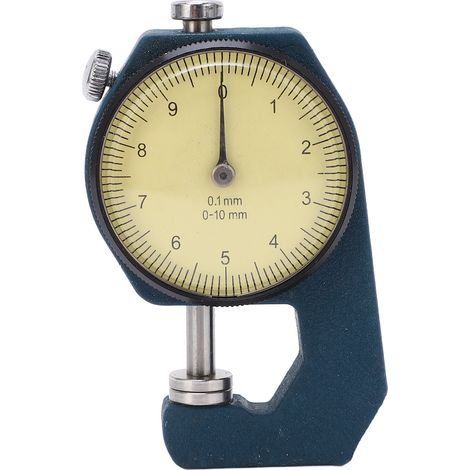 Micromètre d'épaisseur portable à échelle transparente et affichage à aiguille, résistant à l'usure, pour mesures de 0 à 10 mm. Tête plate. (1/5)
