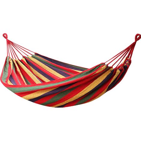 Hamac en Toile Simple Loisirs de Plein Air Camping-Rouge, 28080cm, Longueur du Tissu 190cm, Portant 200kg, 1pc (1/5)