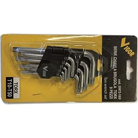 Série Clés Allen Vigor Torx 9 pièces avec Support T10 - T50