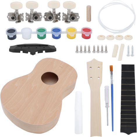 Kit Ukulélé DIY 21 Pouces en Bois de Tilleul Léger, Cadeau Créatif pour Enfants, Instrument de Musique Éducatif (1/5)