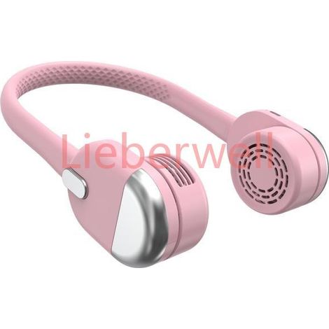 Ventilateur USB tour de cou sans pales portable, silencieux, rechargeable 3 vitesses, écran numérique,grande autonomie 1800mAh,Pink (1/5)