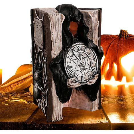 Statue Squelette Lisant Halloween Figurine Squelette Phosphorescente (1/5)