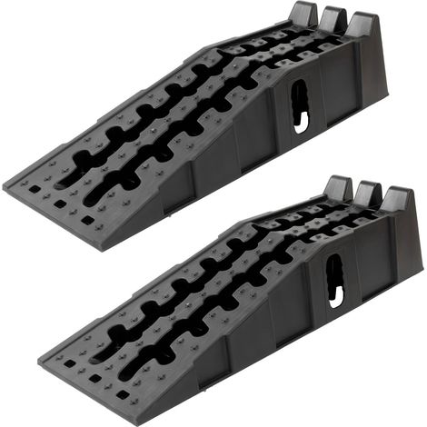 2 x Auffahrrampe mit Überfahrstopper 90 x 30 x 21,5 cm 5 t Traglast Kunststoff Auffahrkeil stapelbar