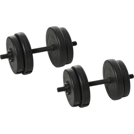 Kit d'haltères de musculation de 20 kg (4 x 2,5 kg, 4 x 2 kg) avec 8 disques de 2 kg et 2,5 kg, Ø 25 mm, pour l'entraînement à domicile (1/5)