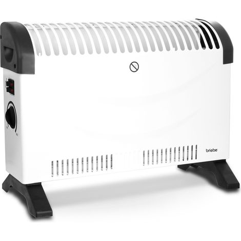 Briebe 128215 Convector Eléctrico Aire Caliente 3 Niveles Potencia Termostato Regulable Silencioso Portátil 2000W Blanco