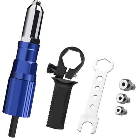ZOLGINAH Ensemble d'outils de rivets électriques Ensemble d'outils de rivetage sans fil Kit de forage Adaptateur Pop Insert Insert Noix Adaptateur Power Machine Accessoire, Rivet électrique pour la (1/5)