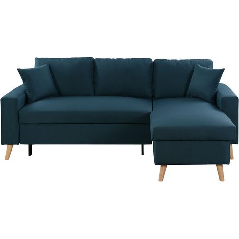 Canapé d'angle scandinave 4 places réversible et convertible – Tiroir de rangement – Dimensions 223 x 148 x 95 cm – Couchage 135 x 195 cm – Usinestreet (1/10)