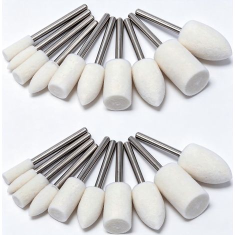 24 Pièces mandrin en feutre de laine,mini Roue de Polissage en Laine, coniques et cylindriques Accessoires de Polissage,embouts de polissage Roue de Polissage 4/5/6/8/10/12 mm (1/5)