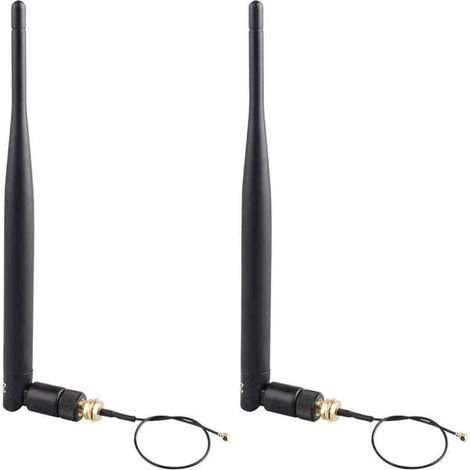 Antenne Wifi - 5 Dbi - 2,4 GHz Et 5,8 GHz - Rp-Sma Femelle - Câble 15 Cm - Omnidirectionnelle - Lot De 2 (1/5)
