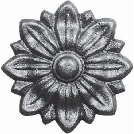 Rosetón decorativo de hierro fundido con motivo floral, diámetro 100 mm, fijación con tornillo M5, acabado clásico, para puertas y muebles. (1/5)