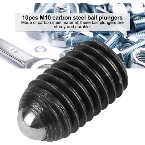 Lot de 10 ressorts à bille filetés M10, tête hexagonale creuse, acier au carbone, tige 20 mm (1/5)