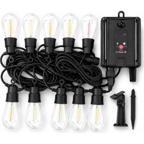 Catena Luci Solari 10M 10 Lampadine S14 Multicolore IP44