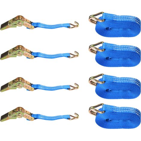 Trintion 4pc Ratchet Straps - 25MM, 5M, 800KG Heavy Duty Load Securing Straps With J Hooks for Trailer, Motorcycle, SUP, Kayak, Luggage, Cargo Transportation (1/5)