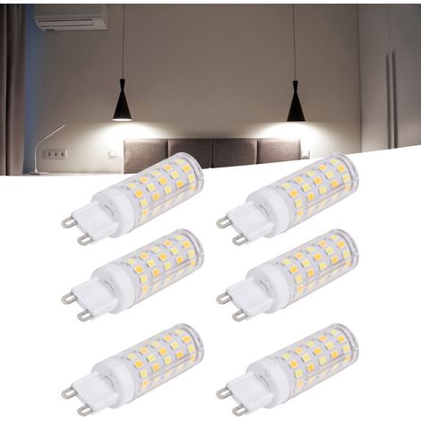 6er-Pack G9 9W LED-Lampen (66 LEDs), drei Lichtfarben, für Pendel-, Decken-, Wand- und Tischleuchten. 6er-Pack erhältlich. (1/5)