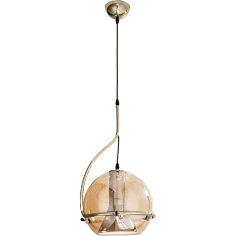 Lampadario a sospensione decorativo in vetro lampada pendente per illuminazione da tavolo snack E27 oro (1/5)