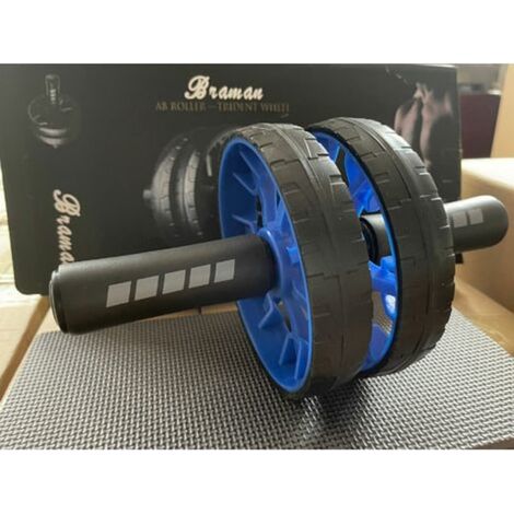 Abdominal Trainer Roue Ventrale Double Roue Fitness à Domicile pour Débutant, Équipement de Musculation Abdominaux, Exercice Abdos, Bleu (1/3)