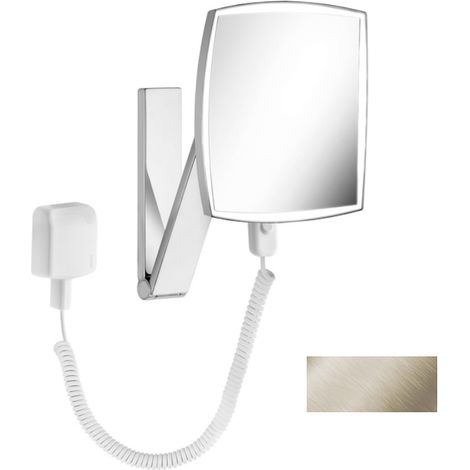 Miroir grossissant iLookmove 200 x 200 mm, lumineux, bloc d'alimentation 12 V nickel brossé KEUCO