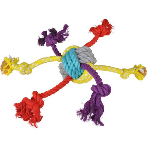 Jouet pour chien en corde avec 6 noeuds taille M - Multicolore - H 42 x D 11 cm - Livraison gratuite (1/4)