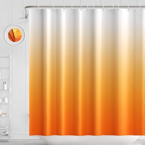 ZOLGINAH Wasserdichter Duschvorhang aus Polyester, schimmelresistent, 180×180 cm, inklusive 12 Duschvorhangringen für Badezimmer, 4 verschiedene Muster (Orange) (1/5)