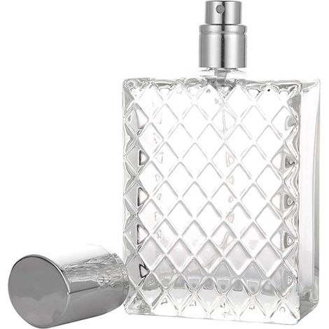 Flacon vide en verre rechargeable de 100 ml, transparent, portable, idéal pour les voyages, avec grille de remplissage.