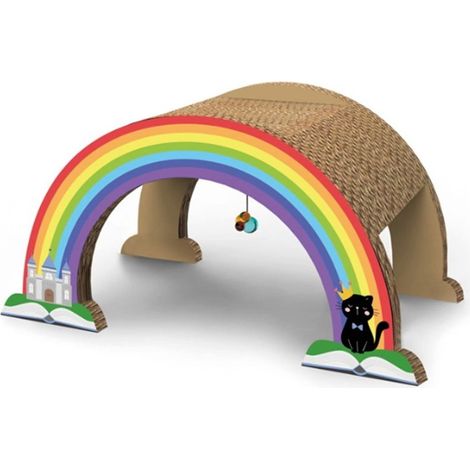 Tiragraffi arcobaleno in cartone con catnip per gatti