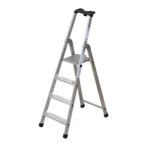 Matisère – Escabeau 4 marches 2.88m – Marches antidérapantes 8.5cm – Plateforme aluminium 27x26cm – Pour chantiers humides