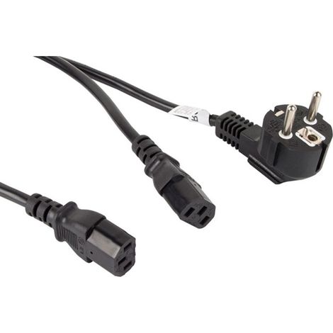 Câble d'alimentation en Y CEE 7/7 - 2x IEC 320 C13 (2 alimentations) 1,8 m Noir (1/4)