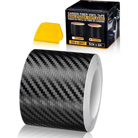 3D Carbon Fiber Vinyl Folie 5cm x 6m Schwarz Selbstklebend Autofolie Dekorstreifen (1/5)