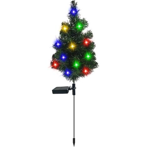 Lampe solaire à piquer pour sapin de Noël, étanche, LED multicolore pour extérieur, idéale pour jardin, cour ou aménagement paysager. (1/5)