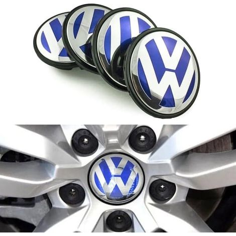 Lot de 4 enjoliveurs Volkswagen – Emblème de moyeu de roue-Lot de 4 enjoliveurs Volkswagen – Emblème de moyeu de roue (1/4)