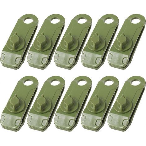 Lot de 10 pinces de fixation pour tentes et auvents, en plastique, coupe-vent, type crocodile.