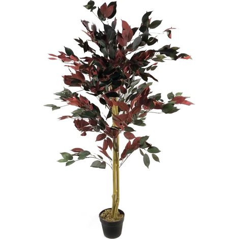 120cm (4ft) Artificial Dark Red Green Ficus Plant - Extra Large (1/5)