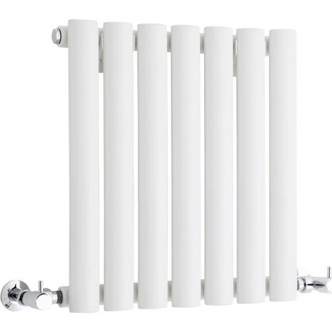 Milano Aruba White Horizontal Single Oval Panel Radiator - 400mm x 413mm (1/5)