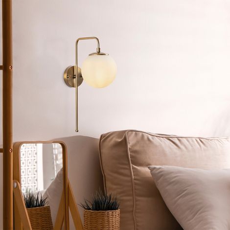 Wandlampe Bronzefarbene beige Glaskrempe
