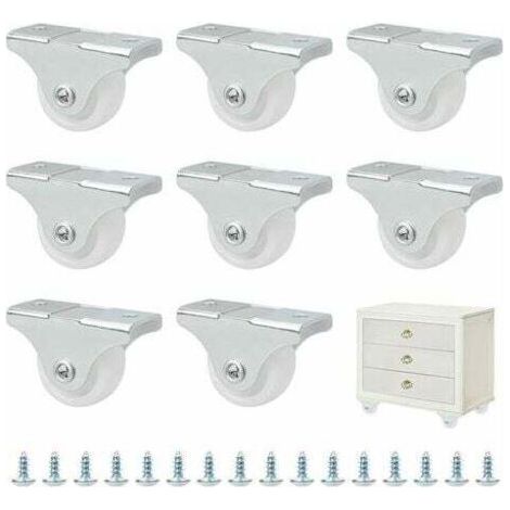 Lot de mini-roulettes de 25 mm en caoutchouc et plastique fixées dans un écrin pivotant en métal - Pour meubles, appareils électro-ménagers et équipements-Lot de 8