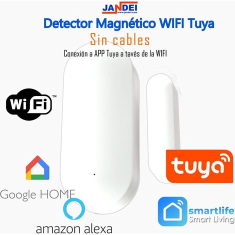 Jandei - Detector magnético puerta y ventana autónomo WIFI TUYA Smart App Amazon Alexa Google Home Seguridad App Tuya
