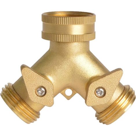 Raccord pour circuit d'arrosage,Arroseur Raccord de Tuyaux 2 Sorties, Distributeur Raccord d'arrosage Connecteur Prolongateur Adaptateur à Robinet Nez de Robinet y Sélecteur pour Jardin Serre (1/5)