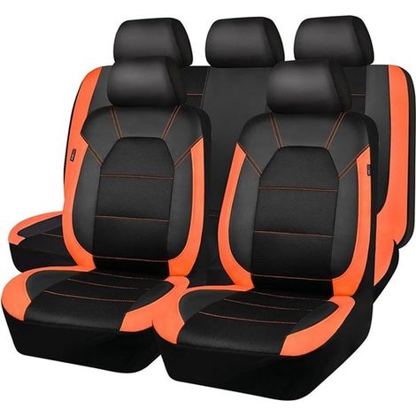 Set di coprisedili per auto - Coprisedili interni per auto - Proteggono i sedili - Vestibilità universale - 5 posti - Arancione